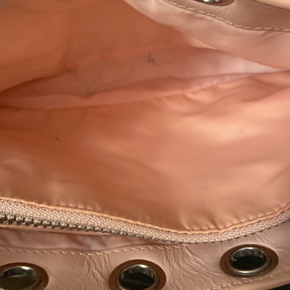Moschino CHEAP and CHIC Small Handbag Pink Nylon Leather Trim Circle Rivets - Picture 6 of 8